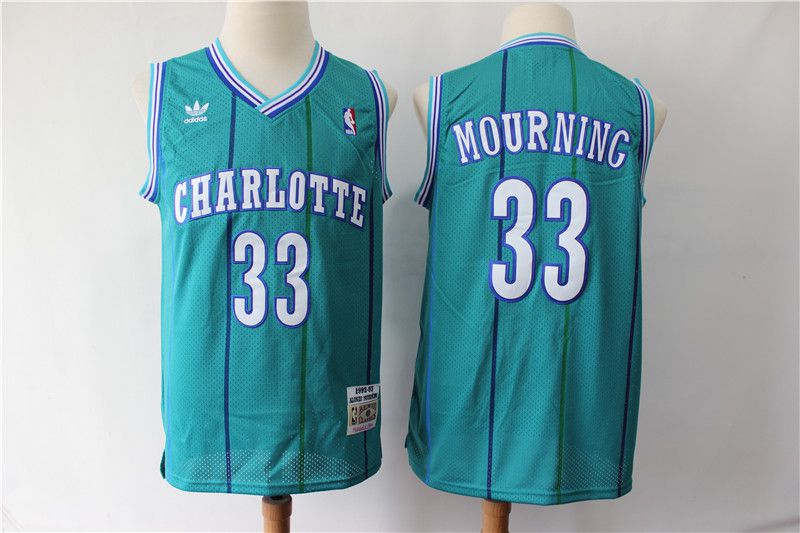 Men Charlotte Hornets #33 Mourning Green Throwback Adidas NBA Jerseys->charlotte hornets->NBA Jersey